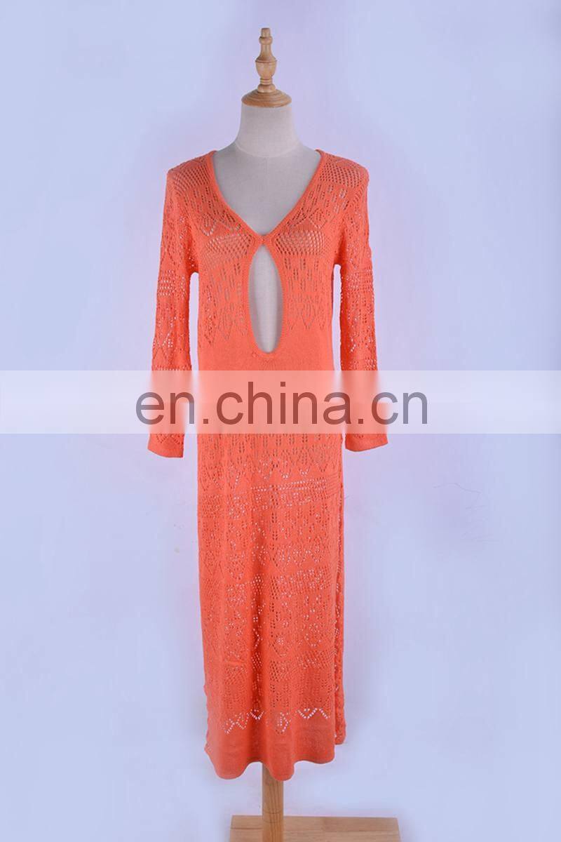 2019 Long crochet knitted beach cover ups swimsuit cover up beachwear woman swimwear