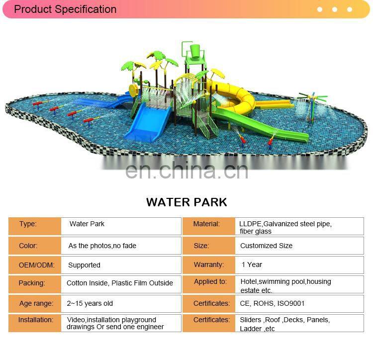 Water slide of wooden pirate ship for children and adults with water park