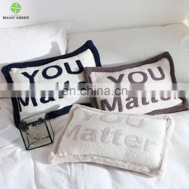 in stock wholesale zero defect super soft 100% polyester micro feather yarn knit baby room travel throw blanket pillow cushion