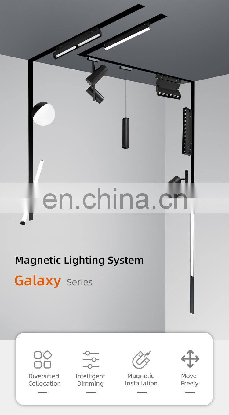 HUAYI Modern Living Room Interior Aluminum Black Magnetic Mounted Grille Light LED Track Light