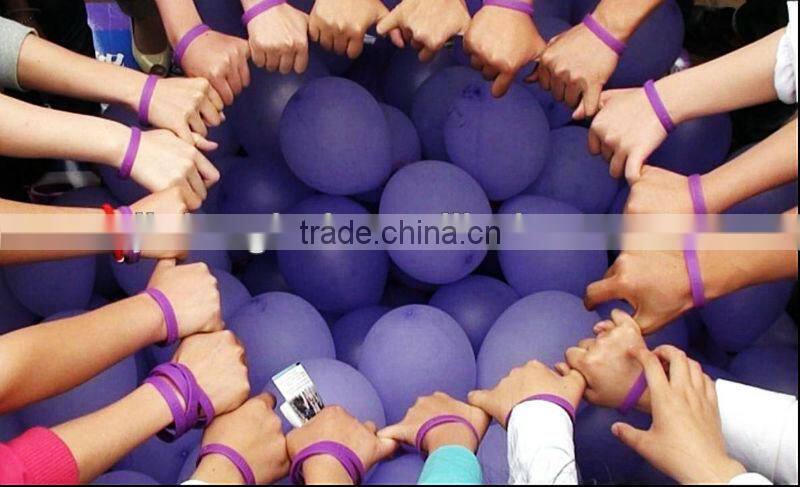 2016 Purple color personalized silicone free bracelets custom silicone bracelets no minimum