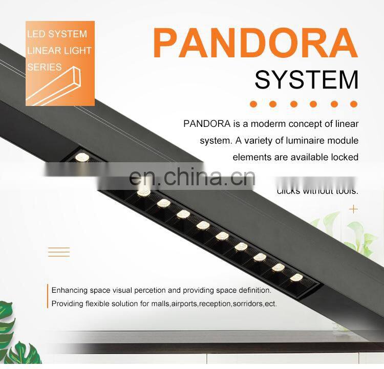 Modern Hotel Decor Aluminum Black 24w Smd Led Linear Pendant Light Led Grille Light