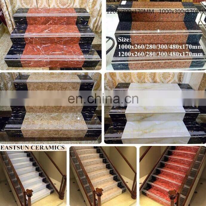 Marble Glazed Finish Stair Tiles,Ceramic Anti Slip Stepping Stairs Flooring Tiles