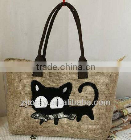 china wholesale new jute storage bag has hand friendly bags woman handbag shopping jute product material jute shopping bag
