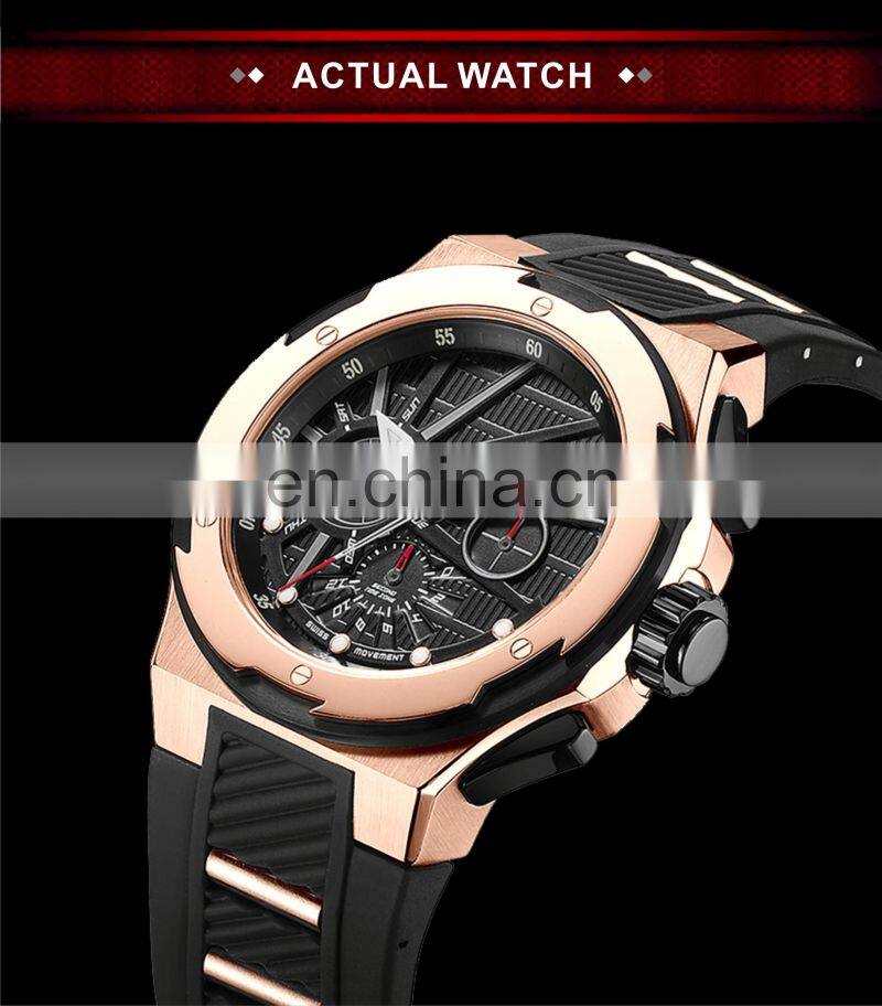 shenzhen dualtime stainless steel case silicon strap big sport men high quality brand watch