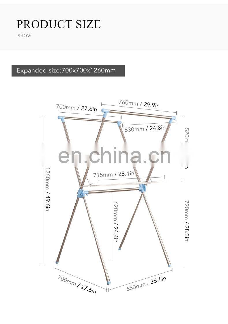Movable Metal Folding Baby Foldable Clothes Laundry Hanger Cloth Display Rack Stand