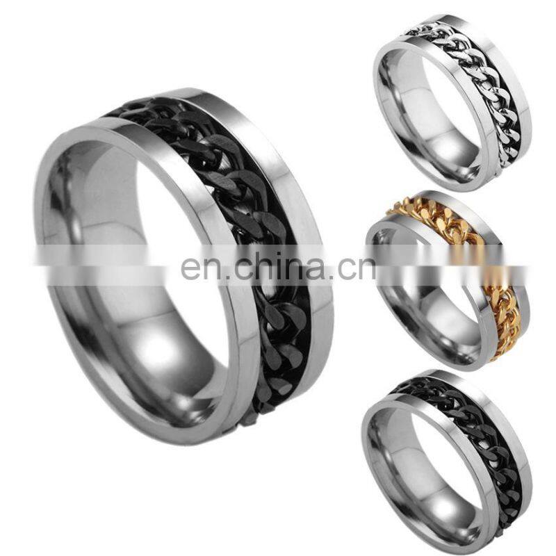 2020 Fashion Charm Men Women Jewelry Rotatable Chain Stainless Steel Ring