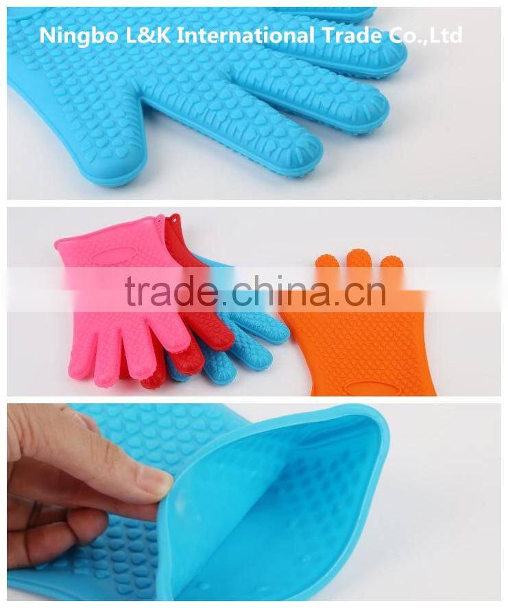Waterproof bbq grill silicone oven mitt/ heat-resistant baking silicone glove/oven mitt