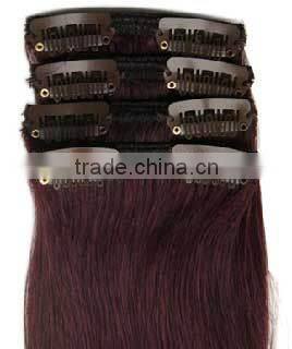 Colorful any color can be choosed 100% remy clip in human hair extensions