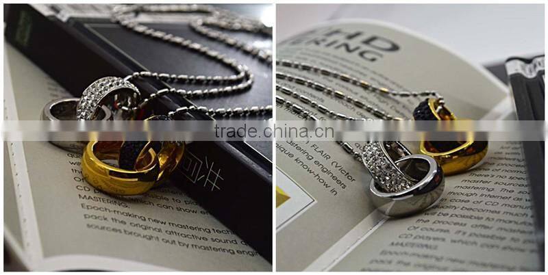 Fashion jewelry pendant designs for women gemstone double ring pendant