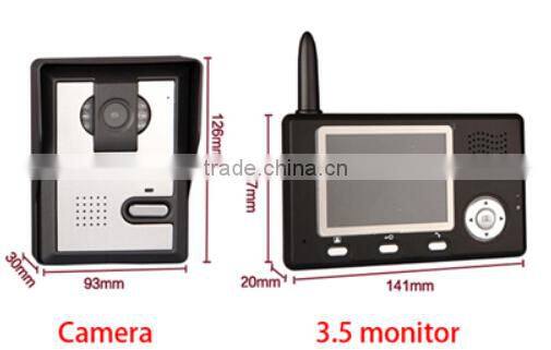 3.5 inch 2.4GHz digital wireless video door phone /wireless door bell with 500 meters transmission distance in open area
