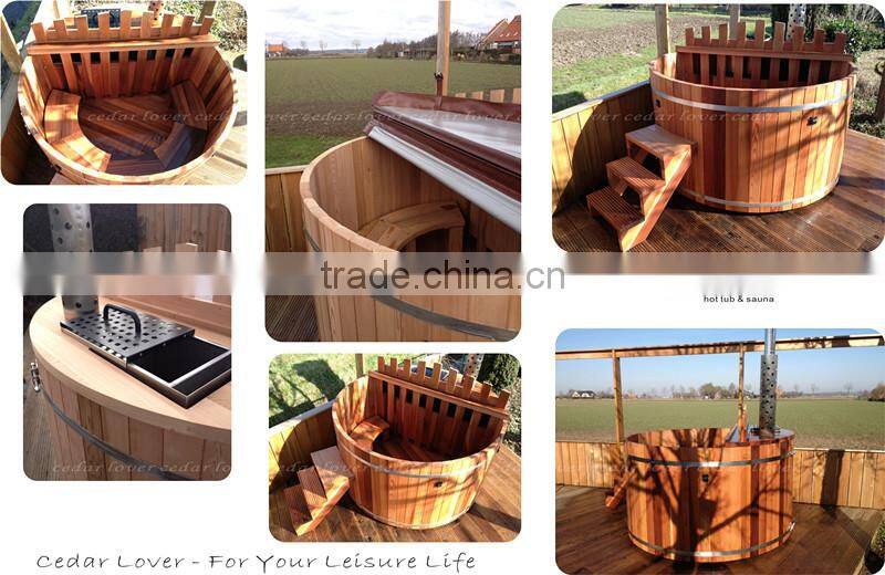 Outdoor wood fired cedar barrel wooden tube