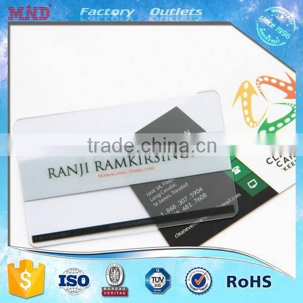 MDC30 CMYK full color plastic clear card/ transparent card/ transparent business card