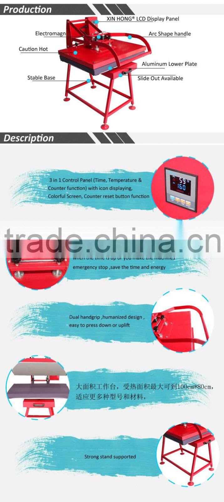 Clamshell t shirt used sublimation clothing heat press machine