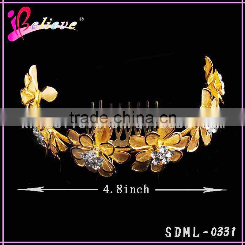 Luxury diamond gold flower headband, flower headband crown, headband for bridal