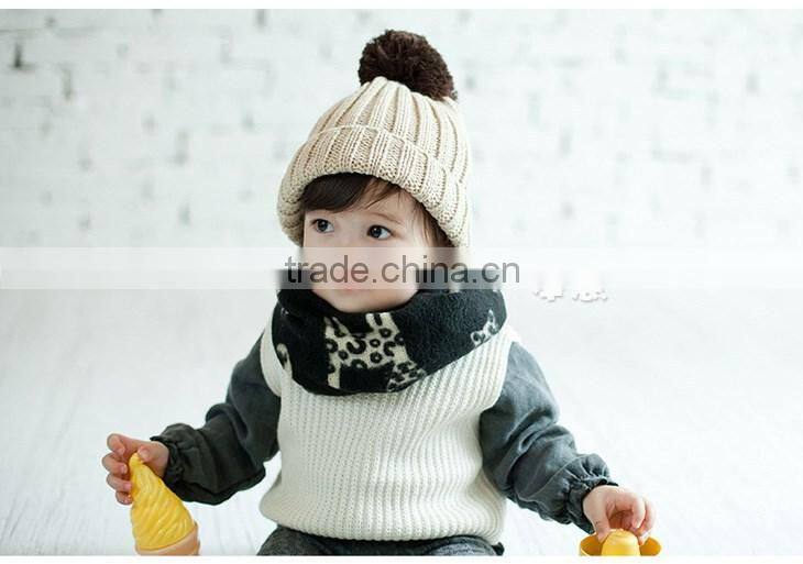 New Arrival Fashion Cute Cat Printed Circle Loop Style Autumn Winter Baby Kids Scarf