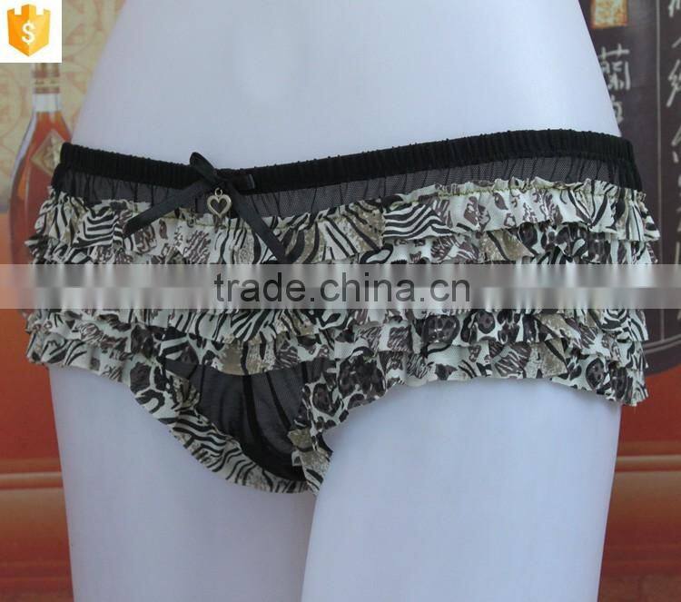 Leopard printed mesh women panty,sexy mesh lady thong