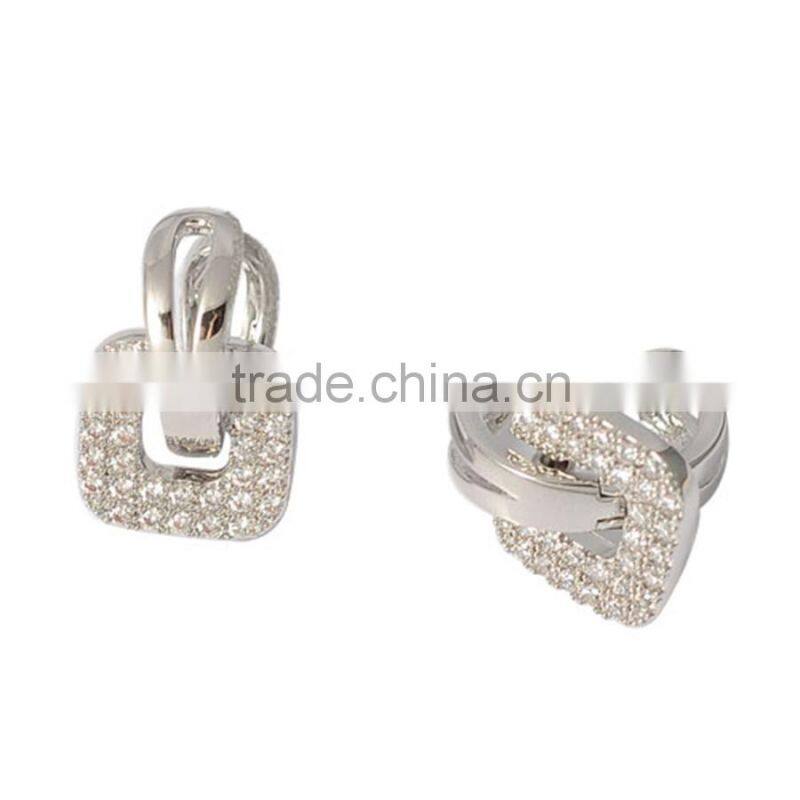 Earring, Fashion Gold Jewelry Square Crystal Zircon Setting Post Brass Earring, Earring Jewelry Wholesale P9581