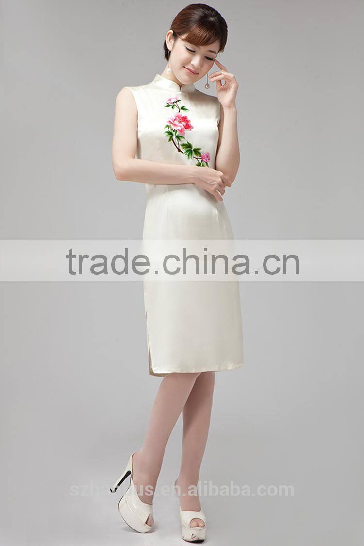 Hot new fashion embroidered dress handmade embroidery made in china
