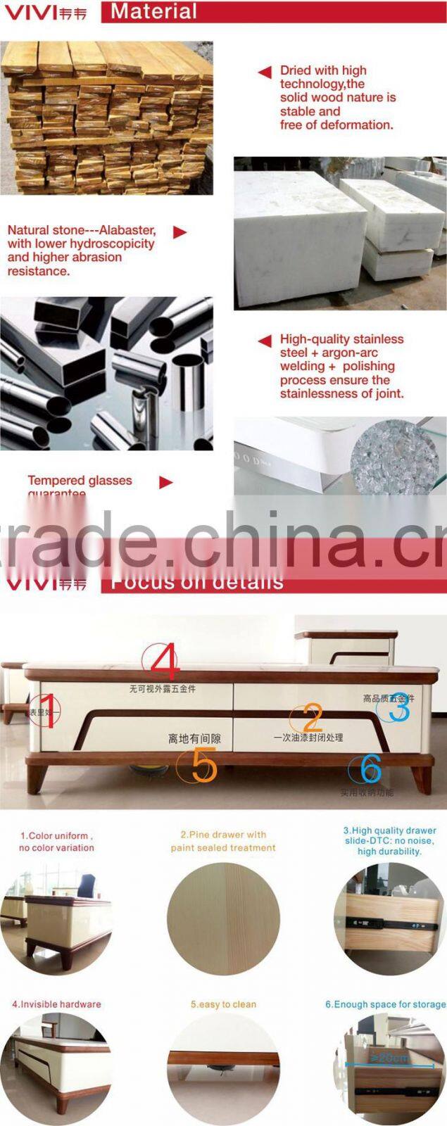 2016 hot selling white living room wood coffee table