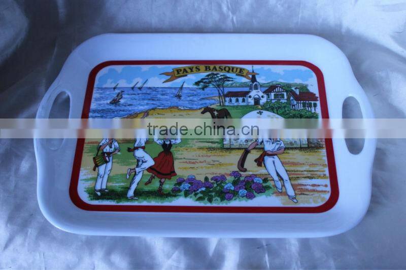 14 inch two-handled rectangular melamine tray
