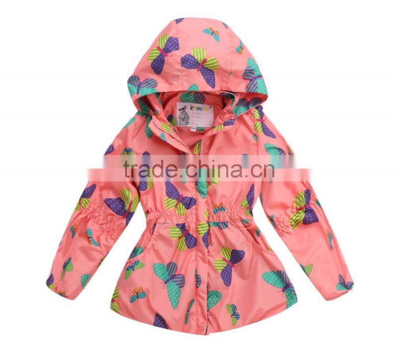 orange color Germeny style outerwear girl kids trench coat children's winter jackets