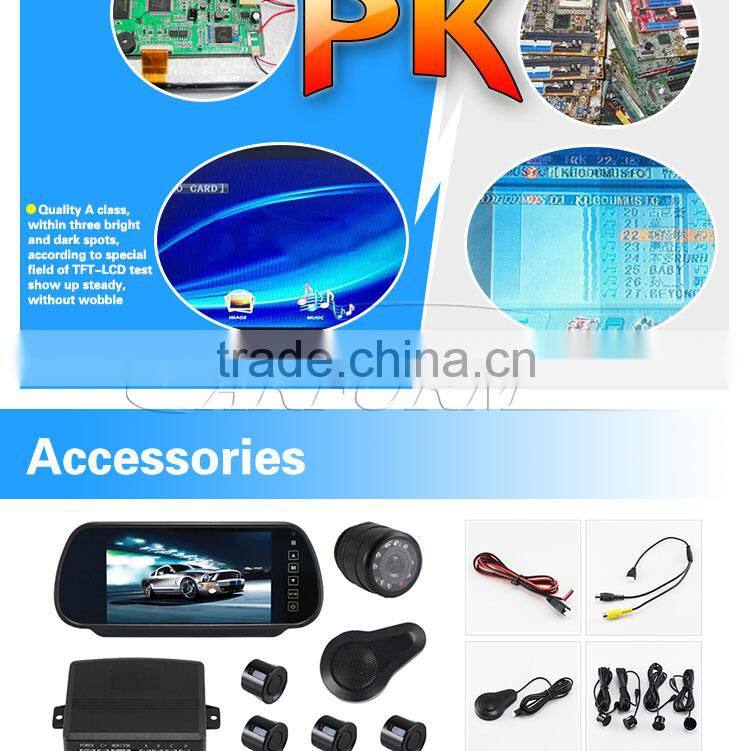 China factory wholesale bluetooth handsfree car kit with parking sensor backup rearview camera
