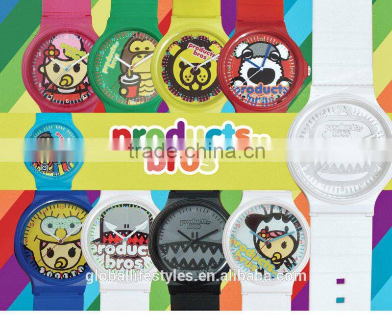2016 Hot Sell Products Bros Baby Rinne Women Waterproof PVC Band Rubber Wrist Pink Watch