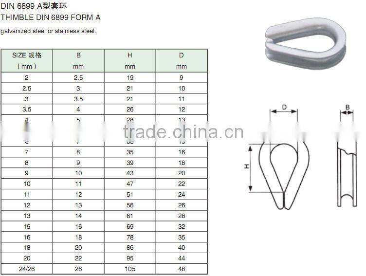 Din6899a Ss 304 Wire Rope Thimble