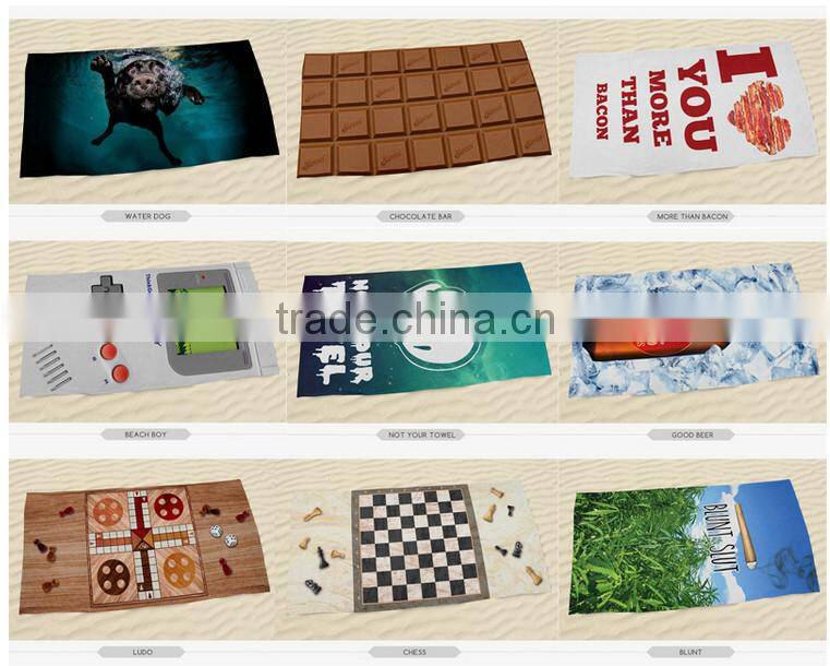 Fast deliver 3D digital print wholesale folding 100 us dollar printed beach towel