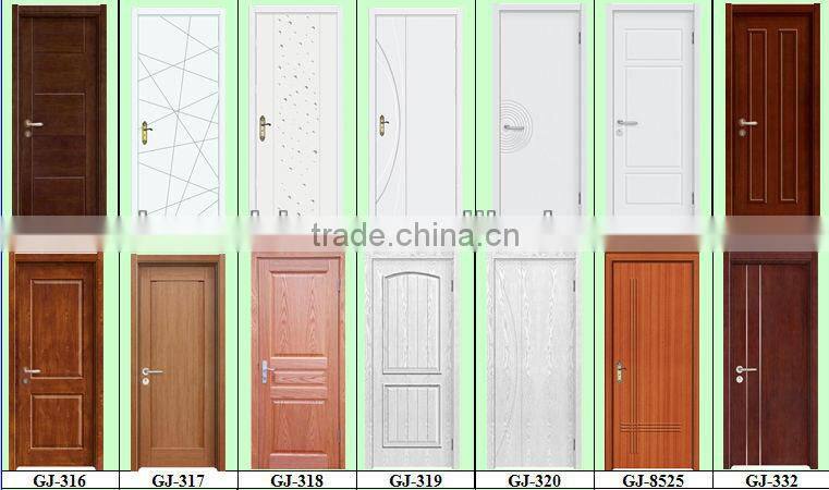 solid wooden Interior classic mdf veneer glass door
