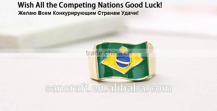 2016 Brazil Rio Olympic Games gift 14k gold plated ring jewelry with flag style