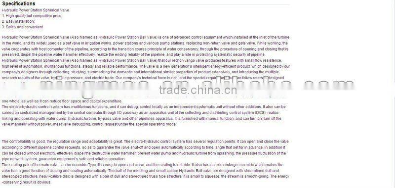 Hydraulic Power Station Spherical control Valve