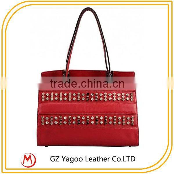 Thailand Leather Wholesale Handbag Rivet Custom Women Tote Bag