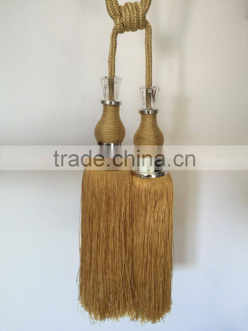 Curtain accessories wholesale tassels polyester material curtain tiebacks with crystal bead