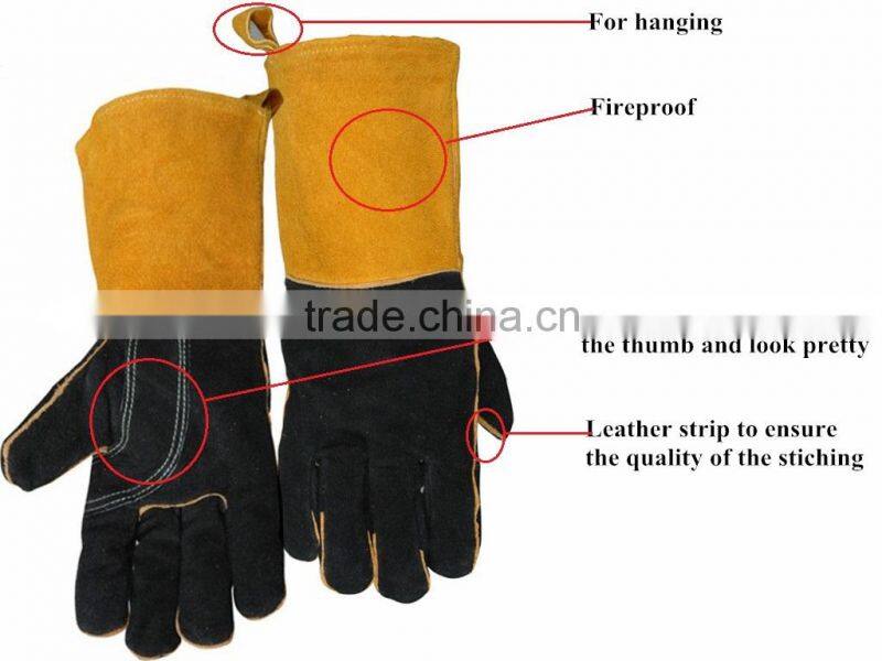 cow split leather chain mail protective gloves