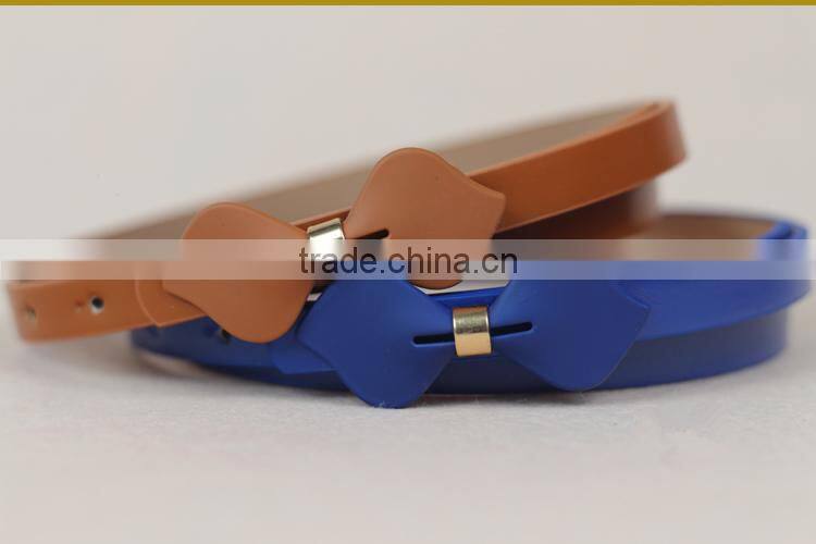 2016 fashion stylish hot sell PU ladies dress belt with bowknot buckle