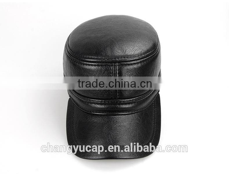 Haute Couture PU Flat Cap/Ear protection Cap/Cotton-Padded Cap