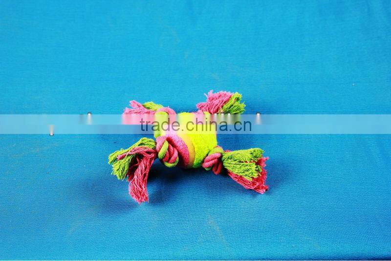 2013 cotton rope toys with tennis ball pet toys