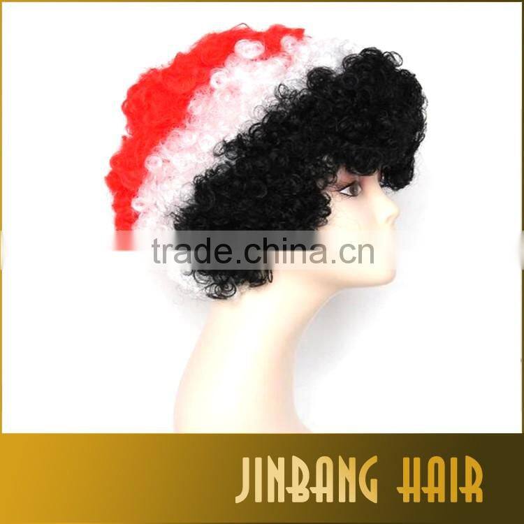 New football fans wigs Black White & Red Sports Fanatic Wig 1piece/lot for wholesales
