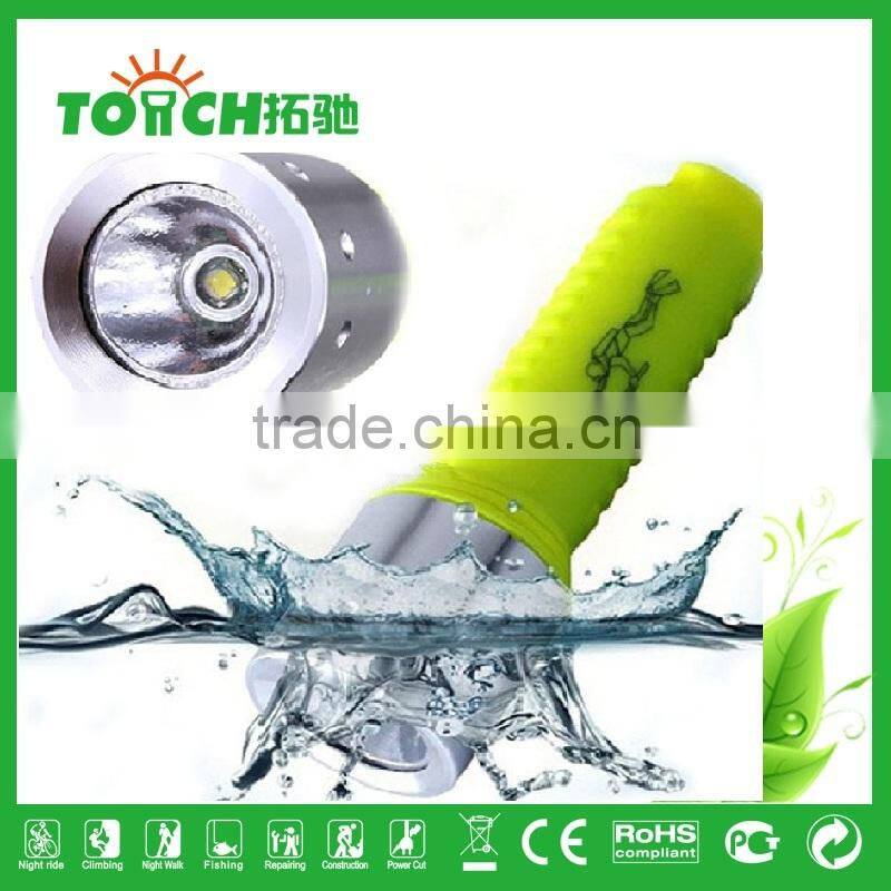 Super Bright Diving underwater LED Flashlight super waterproof mini led diving flashlight for 1*18650 battary diving torch light