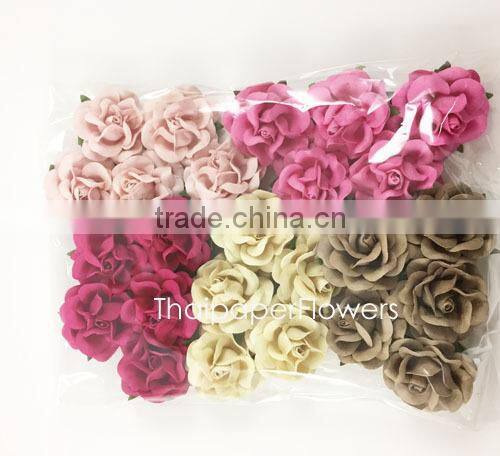 Pink Green ,Large Handmade Mulberry Paper Flower, Wedding Party, Scrap-booking Crafts Thailand