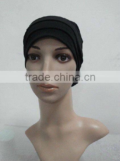 C003 plain tube underscarf with pleat,cotton underscarf and hats