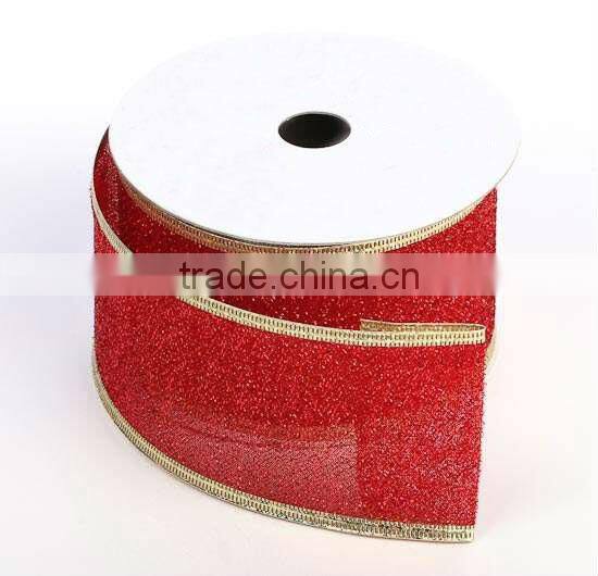 Christmas Organza Wired Ribbon for gift decoration