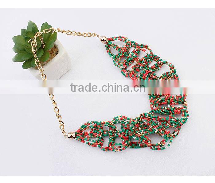 Fashion accessories for women braided bohemian beads necklace