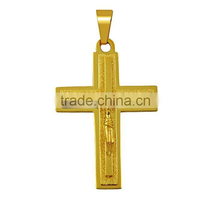 Latest design fashion jewelry gold plated stainless steel Jesus cross necklace pendant