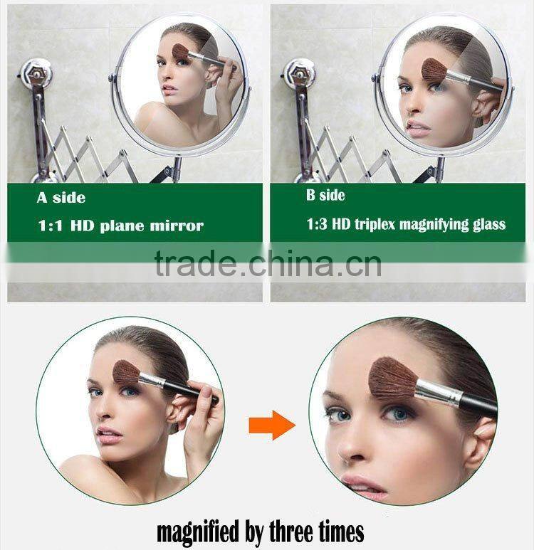 2016 A-bomb hot selling Metal Chrome wall cosmetic mirror with TPU sucker/make-up mirror/frame mirror