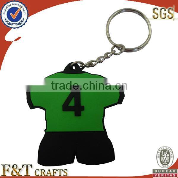 popular beautiful custom sports jersey shape 3d soft pvc keychain