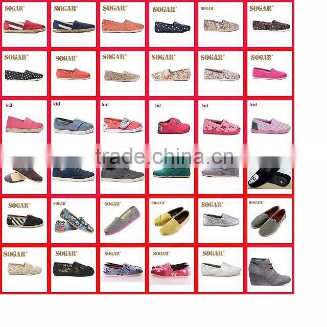 Wholesale Fashion woman canvas shoes flat shoes EVA outsole