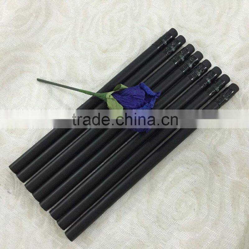 Jumbo size round shape black wood HB pencil with eraser